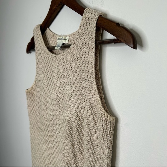 Eddie Bauer 100% Cotton Knit Sweater Vest Beige Tan Size Small - Picture 9 of 9